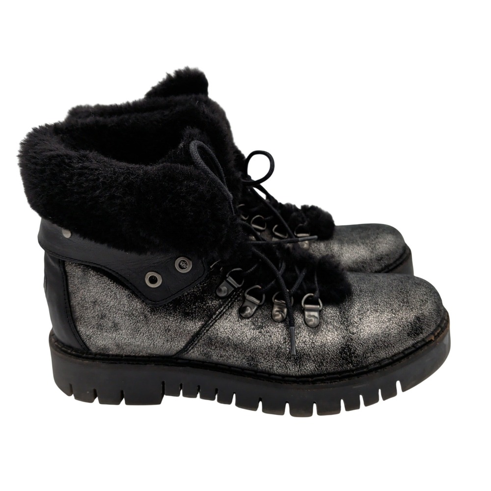 Pajar Penny Snow Boots Canada Waterproof Metallic Silver Faux Fur Winter 38‎ 7.5